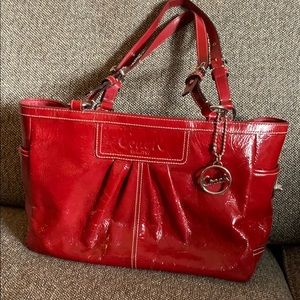 Genuine red leather Coach purse